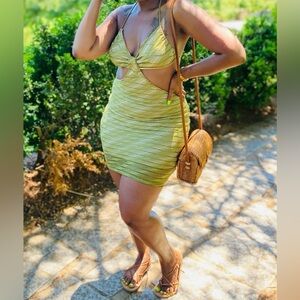 Sexy Greenery Tie Halter Dress